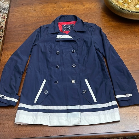 Tommy Hilfiger Rain Coat Navy Blue stylish coat size small - Picture 1 of 12